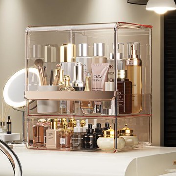 透明亞克力整理箱柜桌面防塵梳妝臺護膚品口紅置物架化妝品收納盒