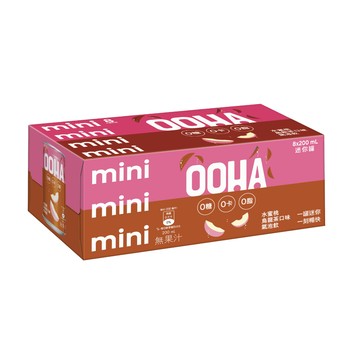OOHA氣泡飲水蜜桃烏龍茶口味200mlx8入組