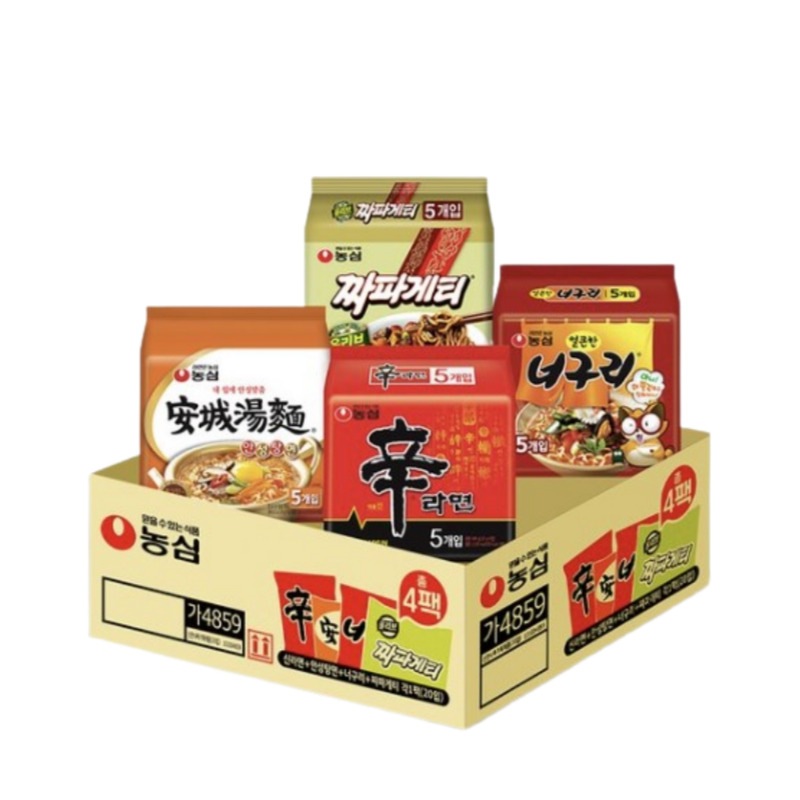 辛ラーメン 120g x 5p   アンソンタンミョン 125g x 5p   ピリ辛タヌキ 120g x 5p   チャパゲティ140g x 5p韓国ラーメン