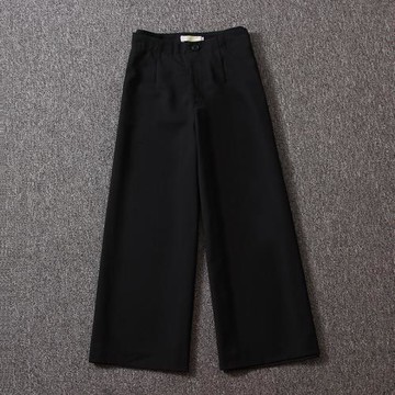 2025新款春夏歐貨潮寬松chic褲子韓版黑色垂感休閑褲九分闊腿褲女