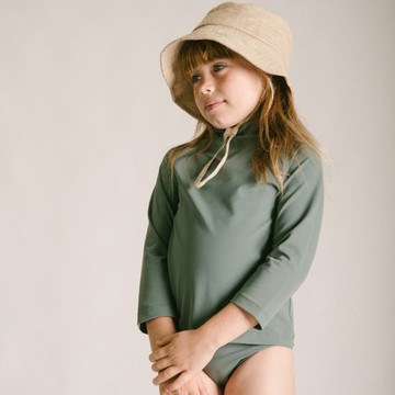 INA SWIM | NELLA 高領防曬泳裝上衣 - 海草綠 - 6Y