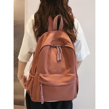 雙肩包女2025新款純色簡約女生大學生女士背包旅行旅游大容量書包