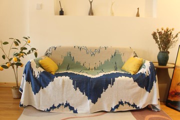 北歐莫蘭迪休閑毯純棉針織毯萬能沙發毯套辦公室午休毯子蓋毯布巾