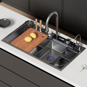 免運  不銹鋼水槽 水槽洗菜盆帶刀架廚房304不銹鋼洗菜池納米不沾污洗碗Q8