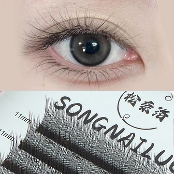 🧡Hannah💛新款國風L型0.07長短小絨花軟毛仿真自然野生嫁接多取不散美睫店專用純欲暗色係貼甲