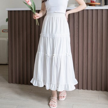 現貨~日系女孩୨୧蝴蝶結蕾絲腰鬆緊蛋糕長裙【SA02-551】DesireShop