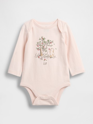 嬰兒裝 小熊刺繡/印花圓領長袖包屁衣-淺粉色