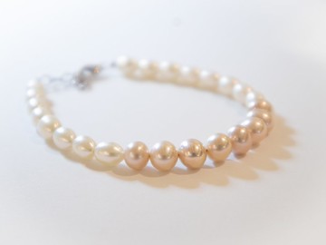 925 SILVER天然香檳紫巴洛克橢圓珍珠手鏈-MOOD TODAY 系列