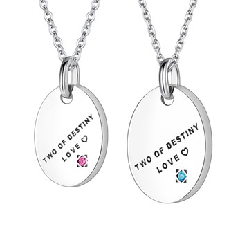 AchiCat 情侶項鍊 925純銀項鍊 兩情相悅 愛心單鑽對鍊 送刻字 單個價格 CS9047