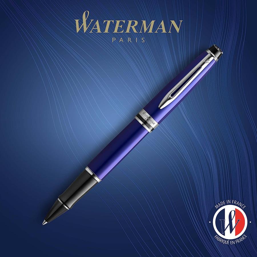 Waterman Expert Rollerball Pen  Blue with Chrome Trim  Fine Point with Black Refill  Gift Box　並行輸入品