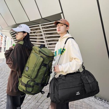 大容量輕便雙肩包新款工裝風多功能旅行包多口袋單肩斜挎包旅行包