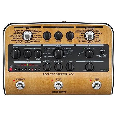 Zoom AC-3 Acoustic Creator, Acoustic DI with Tone Restoration, Acoustic Modeling, effects, Compression, Tuner, Reverb, EQ, and Anti-Feedback