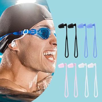 大友los2138伍組硅膠掛繩游泳耳塞運動防水防丟失成人兒童通用泳鏡搭配可掛捆綁