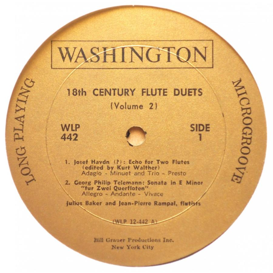 中古LPレコード Eighteenth Century Flute Duets Volume