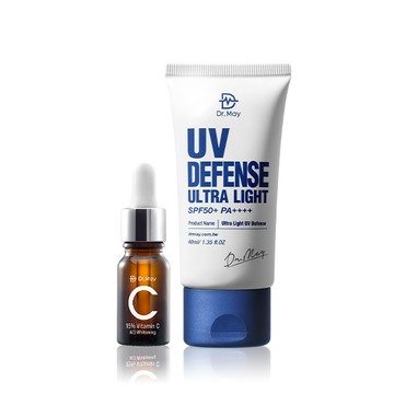 【Dr. May】美博士專業隔離清爽防曬乳SPF50(40ml)+C15%美白精華(10ml) 維C精華