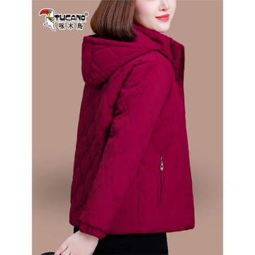 啄木鳥加絨棉衣女冬季2025新款中年媽媽冬裝棉服女士加厚棉襖外套