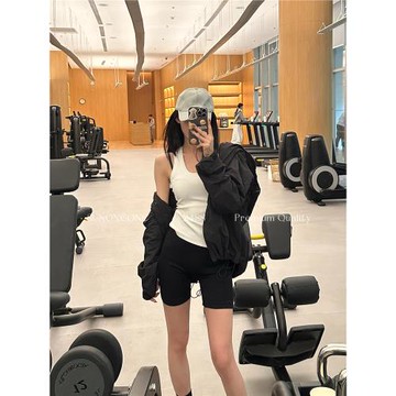 SUNONEONE 無縫螺紋三分打底褲女春季新款顯瘦薄款小個子瑜伽短褲