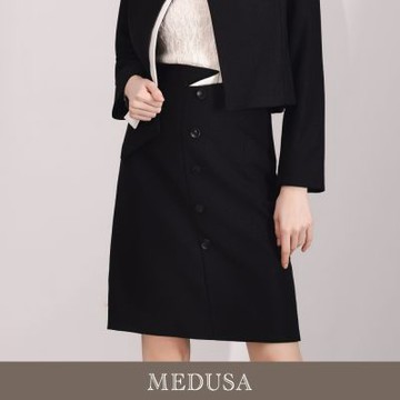 現貨【MEDUSA 曼度莎】簡約壓褶設計款西裝短裙（M-XL）｜包臀短裙 上班穿搭 西裝裙