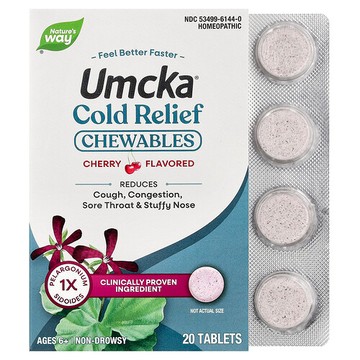 Nature's Way, Umcka®，着涼緩解咀嚼片，6 歲以上，櫻桃味，20 片