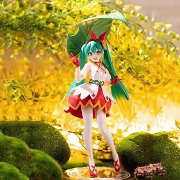 臺灣/🌸手辦 擺件 二次元 造景綠葉初音未來拇指姑娘模型手辦miku童話仙境動漫少女桌面裝飾擺件