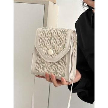 小包包女2023新款時尚編織手機包小眾質感百搭ins斜挎草編小方包