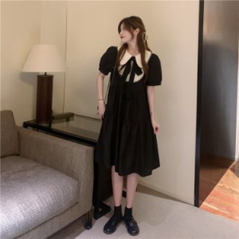 地雷系 量産型 ロリータ ゴシック お嬢様 学院制服 韓国ブラック黒 ワンピース 通販 Lineポイント最大1 0 Get Lineショッピング