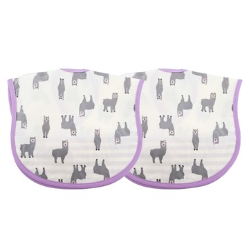 千趣會 寶寶圍兜 紫羊駝 防水易清洗 可愛圖案  2件  1組