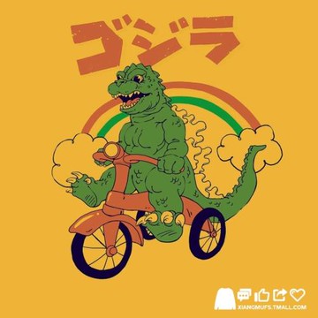 日系ins風超火哥斯拉恐龍騎車潮牌聯名周邊印花春秋寬松衛衣男女