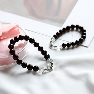 🧡限時免費刻字『1+1獨家組合』【OCTOBER 16Th】S925純銀天然黑曜石黑髮晶山盟海誓情侶款手鍊＃CRY6007 開運 男生手鍊 生日禮物 情人節禮物 客製化禮物