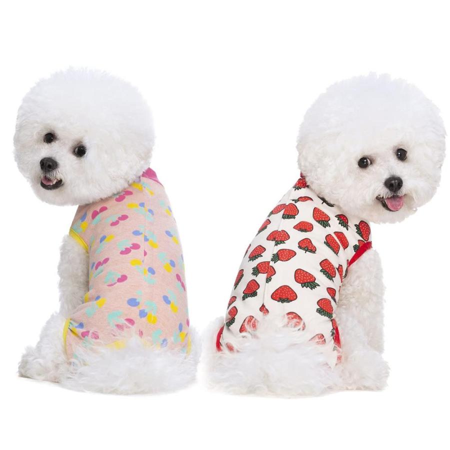 Miaododo Cotton Large Dog Pajamas Strawberry Printing,Full Belly Coverage  Dog PJS for Medium Large Dogs After Surgery,Big Dog Clothes Holiday