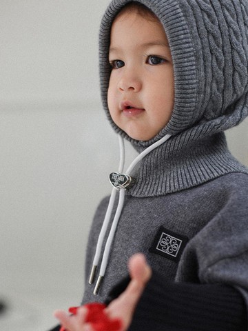 [KIDS] Snug Cable Fall Winter Baraklava Gray