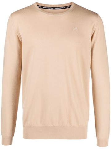 Karl Lagerfeld - Ikonik Karl-embroidered virgin wool jumper - men - Virgin Wool - L - Neutrals