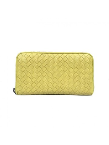 bottega veneta 黃色 Zip Around Wallet 羊皮編織拉鍊長夾 錢包