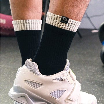 [家速配]壺鈴布標雙層健身襪-黑XL