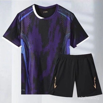 2025新款大賽羽毛球高品質套裝速幹比賽運動透氣男女衕款短袖上衣排汗衫跑步健身套裝羽球服