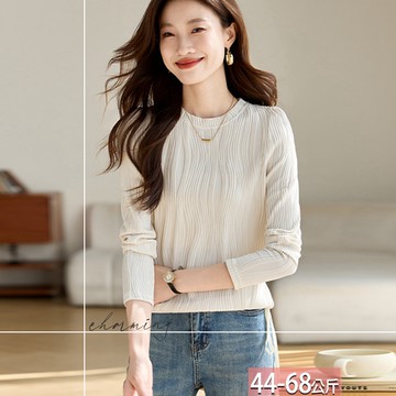 圓領純色立體水波紋肌理綁帶上衣 M-2XL【314442X】【現+預】☆流行前線☆