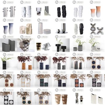 簡約漸變色幾何圓柱客廳餐廳桌面花瓶器擺件樣板房售樓處J.fs.P