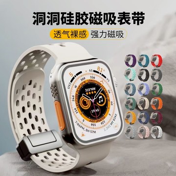 官方同款 矽膠錶帶 磁吸扣 適用 Apple Watch 11 10 9 8 SE 7 Ultra SE 46mm 錶帶