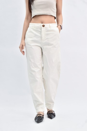 (L) zara 棉質高腰素面白色長褲
