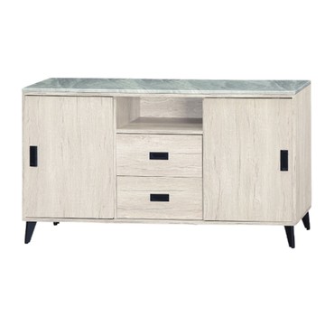 【MUNA家居】鄉村白橡5尺推門石面餐櫃