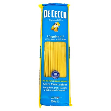 DE CECCO 得科 寬扁細麵 NO.7  義大利知名品牌 杜蘭小麥粉製成  500g  1包