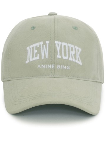 ANINE BING - logo-embroidered cotton baseball cap - women - Cotton - One Size - Green