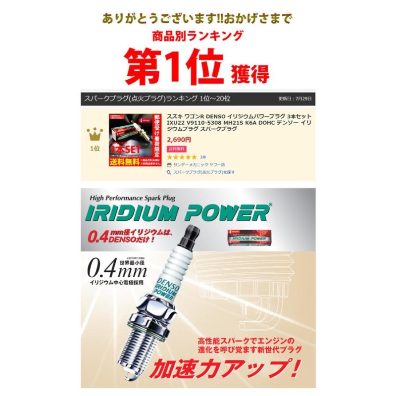 日産 ウィングロード DENSO イリジウムパワープラグ 4本セット IKH16 V9110-5343 WHNY11 QG18DE デンソー  イリジウムプラグ スパークプラグ | LINEショッピング