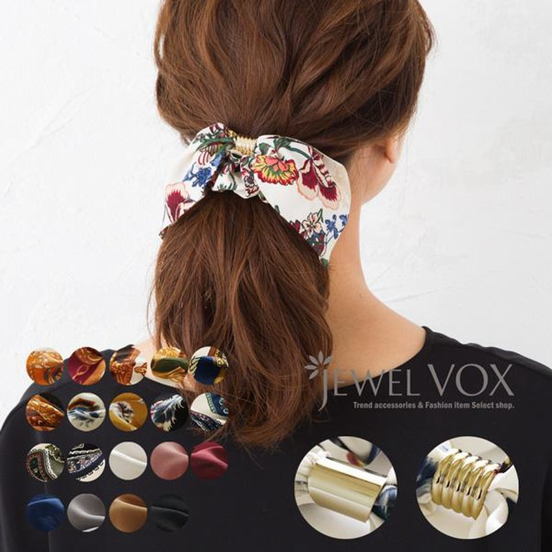 ピンク ペイズリー シュシュ バンダナ柄 バンダナ柄 リボンシュシュ 全