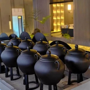 新中式茶飲煮茶釜炭燒爐電陶爐茶館養生茶煮茶壺大罐熬煮桶大容量