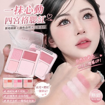 【台灣秒發⚡️】ZVEV 腮紅 高光腮紅盤 4色腮紅盤  啞光腮紅 低飽和腮紅 提亮顯色自然細膩元氣高光女學生款修容腮藍