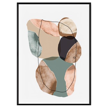 Boluo 菠蘿選畫所 幾何堆石IV 30 x 40cm 黑色畫框 幾何抽象藝術掛畫  黑色