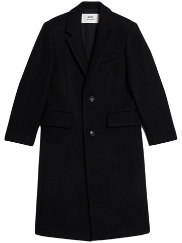 AMI Paris - single-breasted long coat - unisex - Fabric - 42 - Black