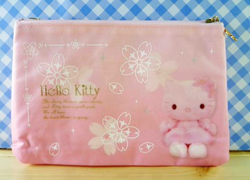 【震撼精品百貨】Hello Kitty 凱蒂貓 化妝包/筆袋-扁平化妝包-櫻花 震撼日式精品百貨