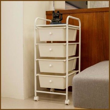 【ikloo】純色系四層抽屜收納推車